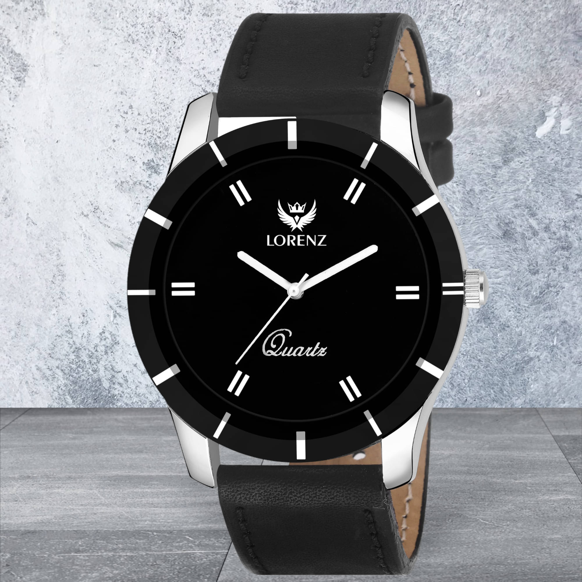     			Lorenz Black PU Analog Men's Watch