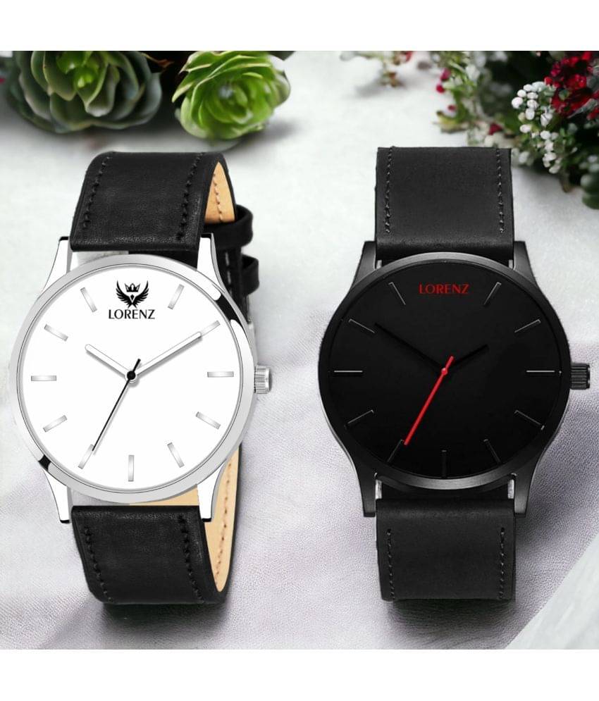     			Lorenz Black PU Analog Men's Watch
