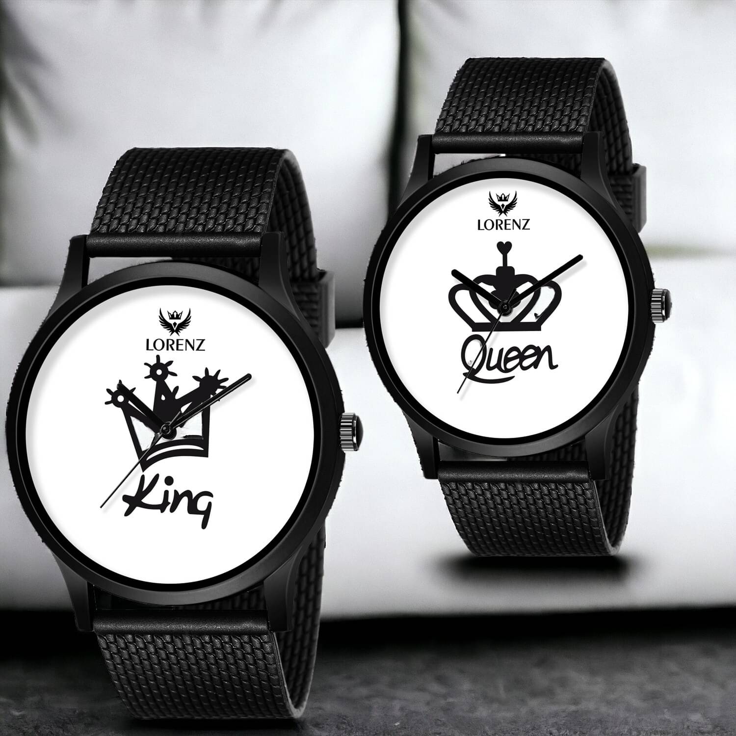     			Lorenz Black Silicon Analog Couple's Watch
