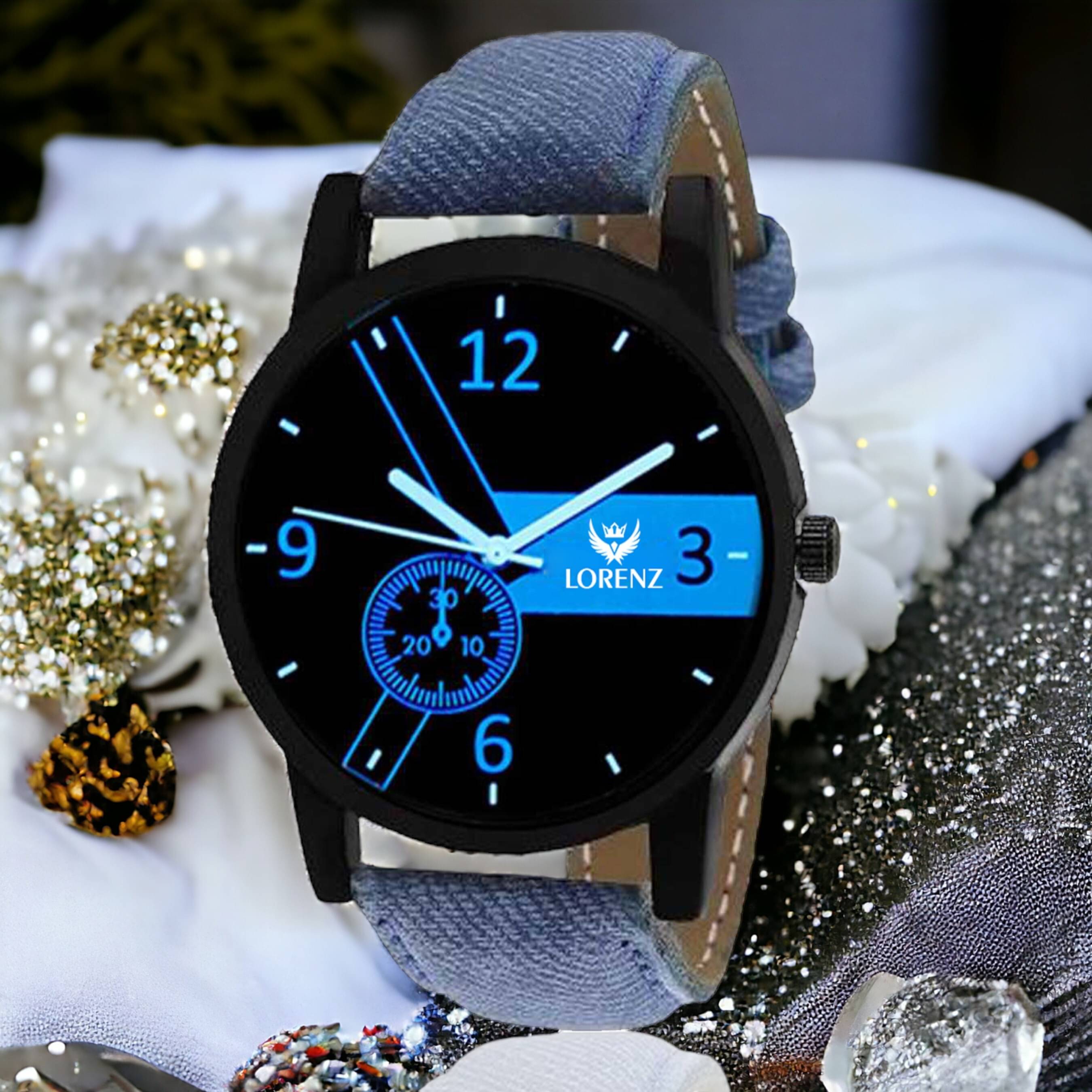     			Lorenz Blue PU Analog Men's Watch