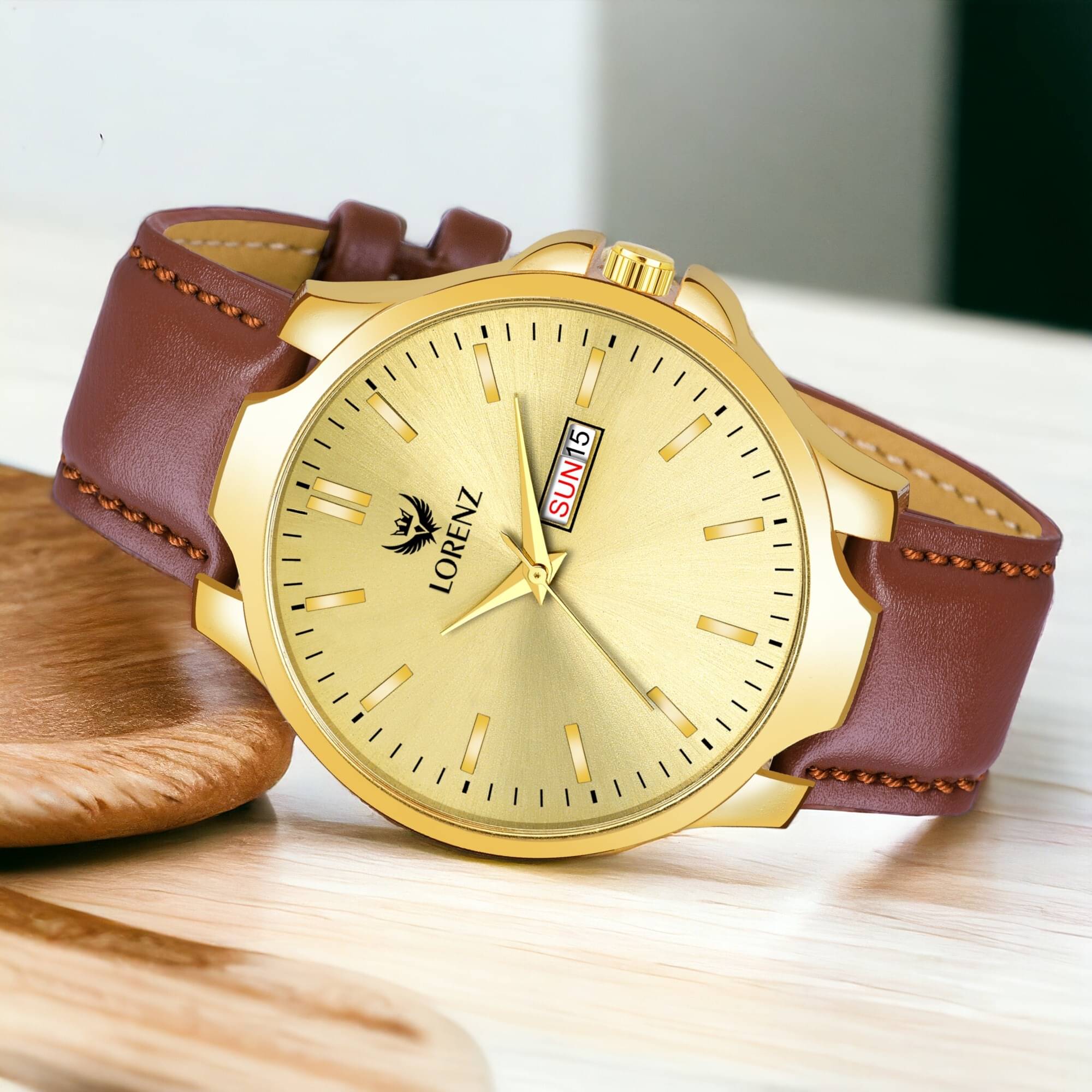     			Lorenz Brown PU Analog Men's Watch