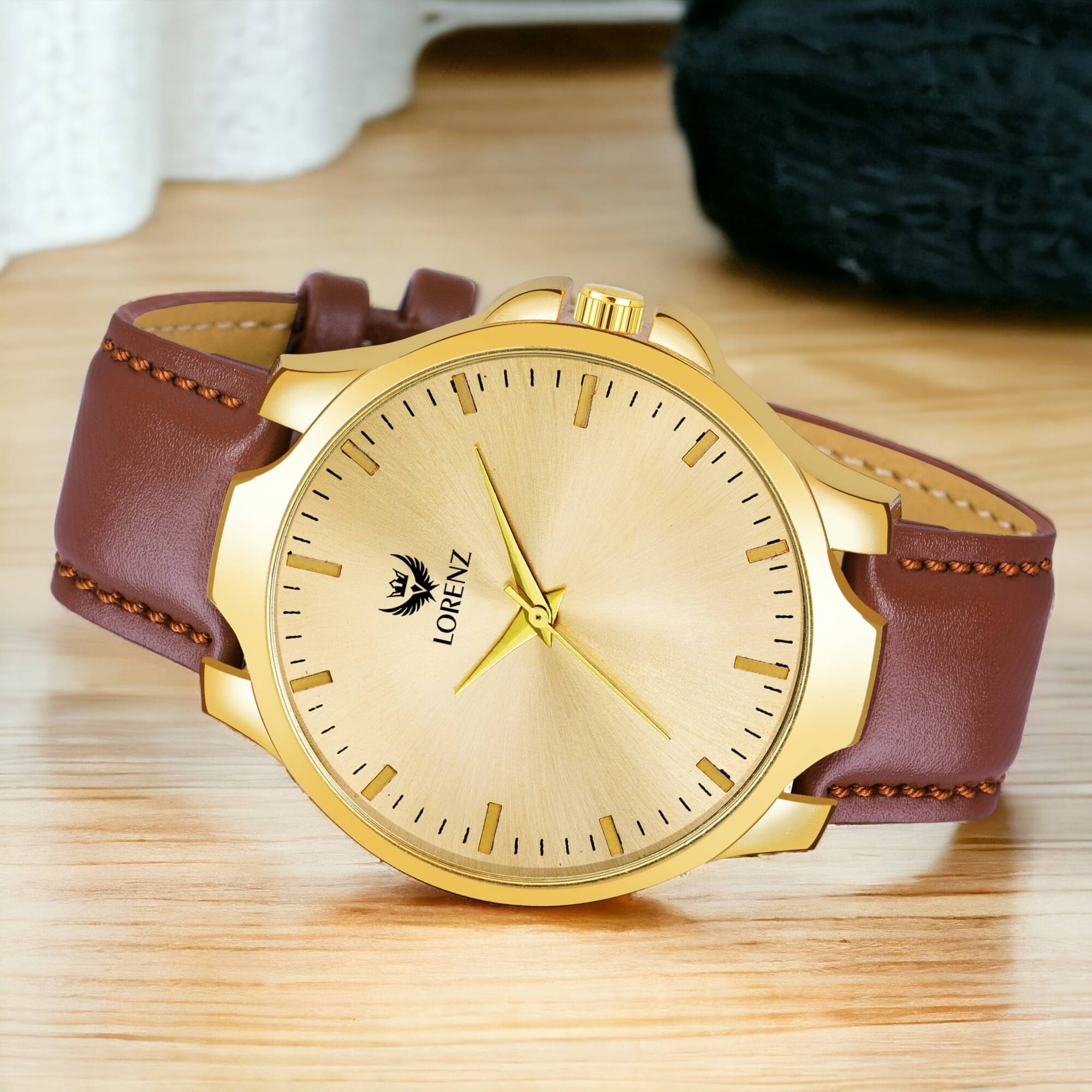     			Lorenz Brown PU Analog Men's Watch