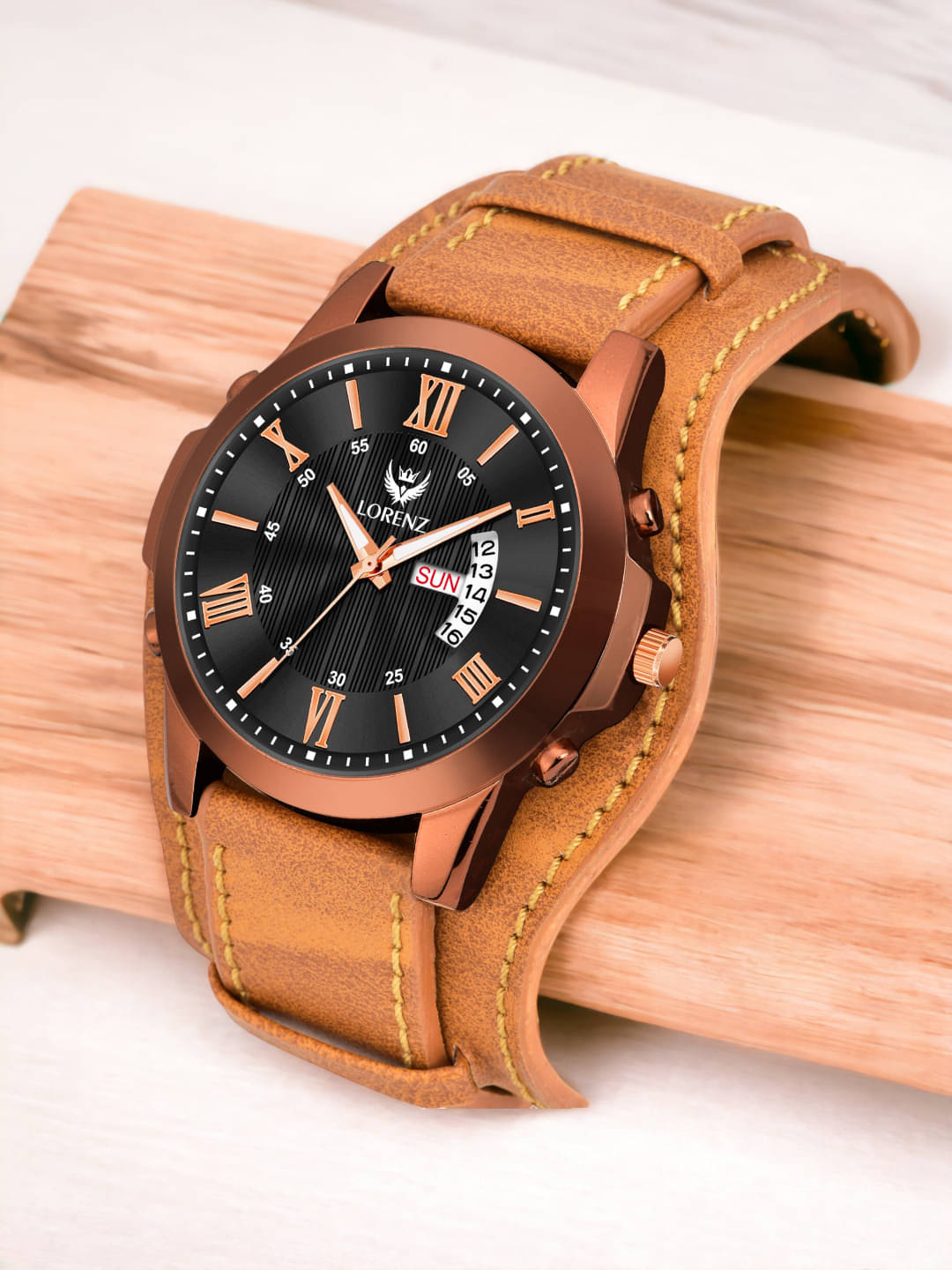     			Lorenz Brown PU Analog Men's Watch