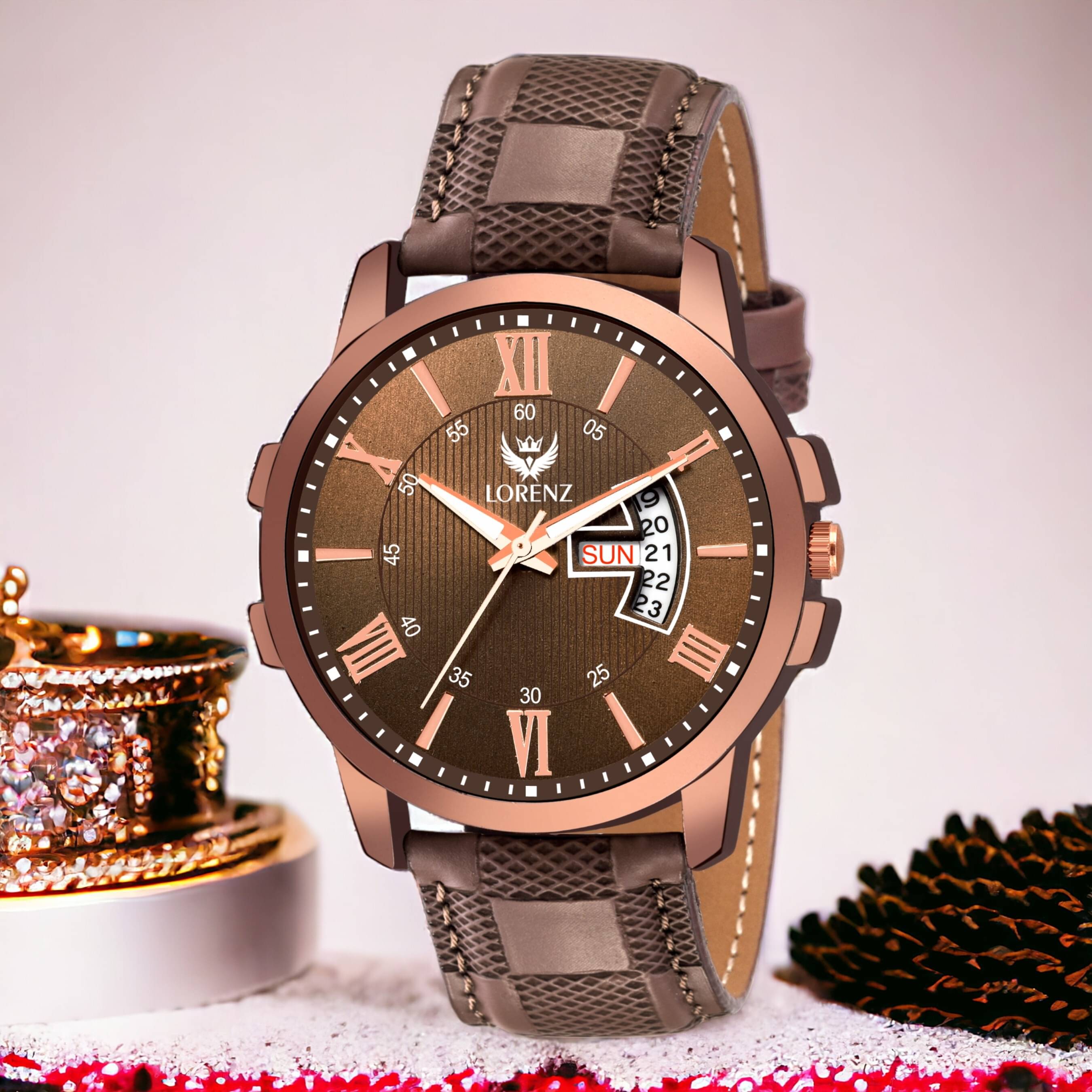     			Lorenz Brown PU Analog Men's Watch