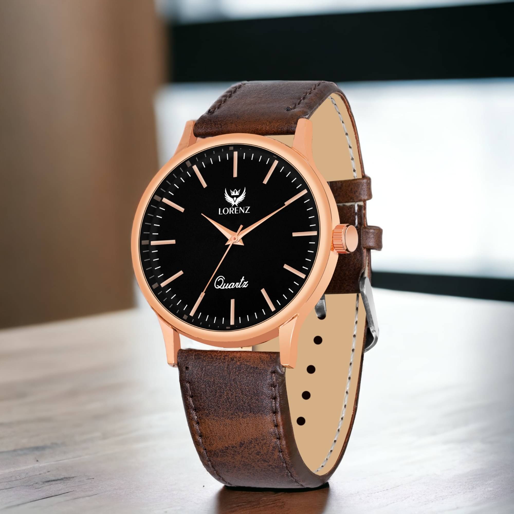     			Lorenz Brown PU Analog Men's Watch