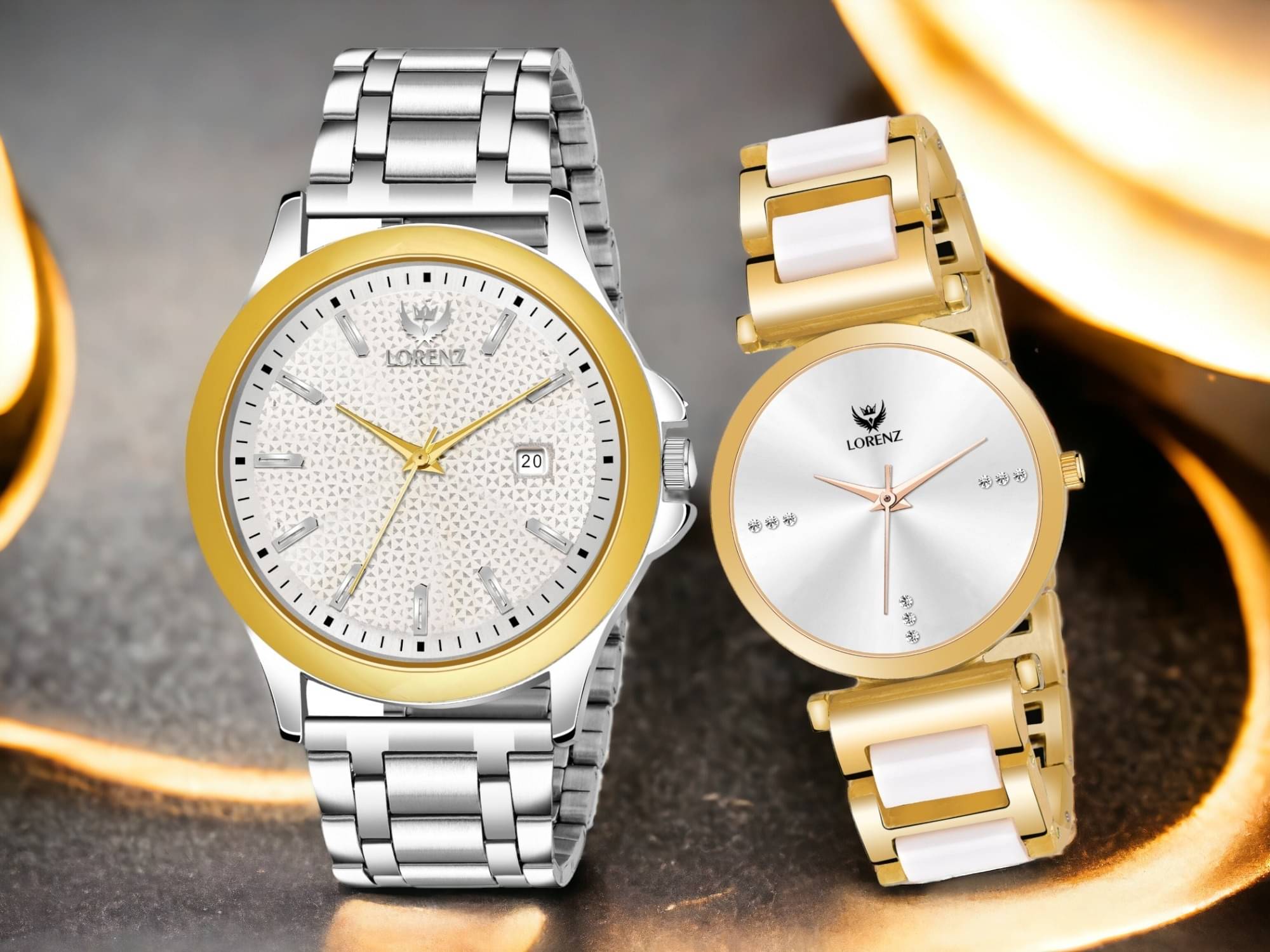     			Lorenz Gold Stainless Steel Analog Couple's Watch