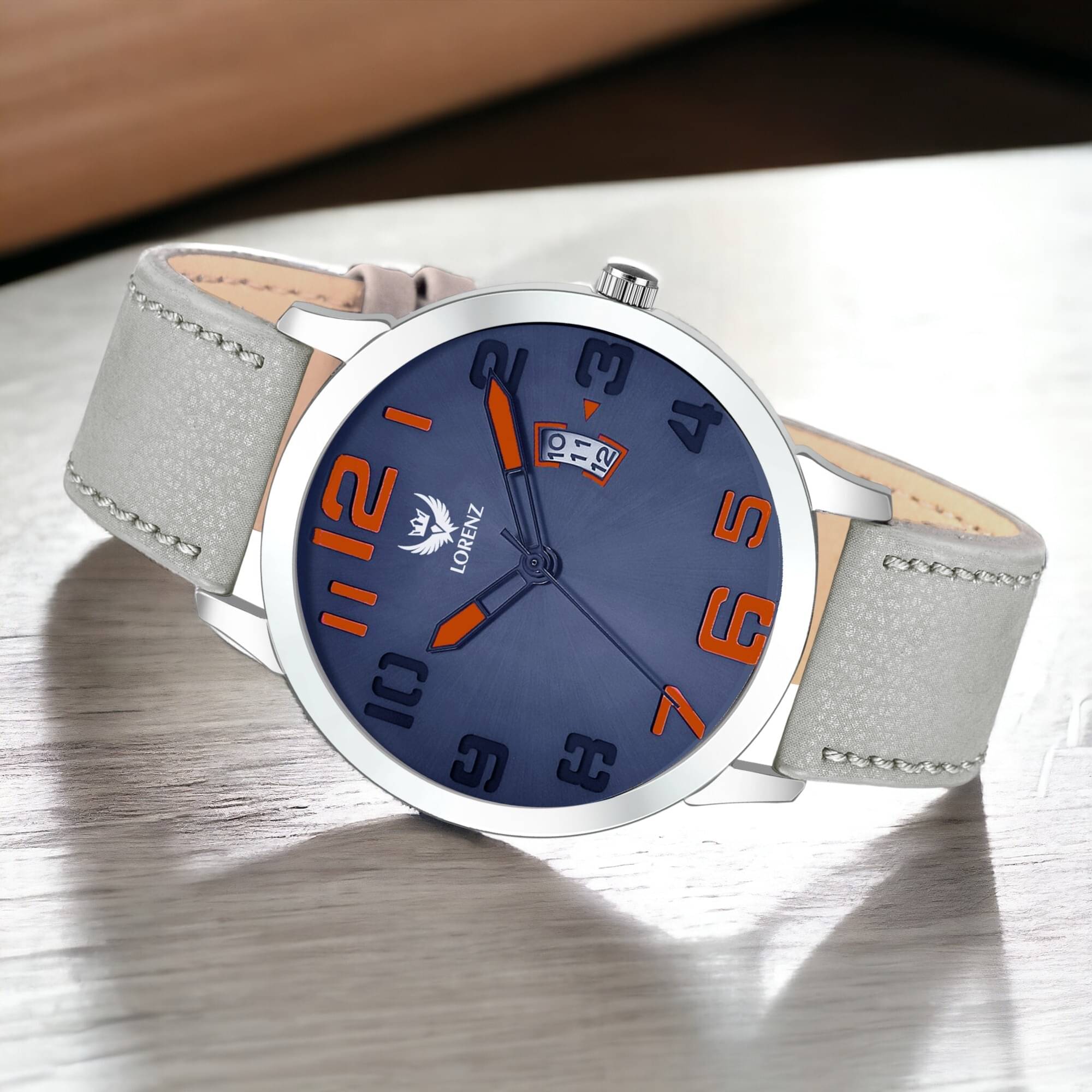     			Lorenz Light Grey PU Analog Men's Watch
