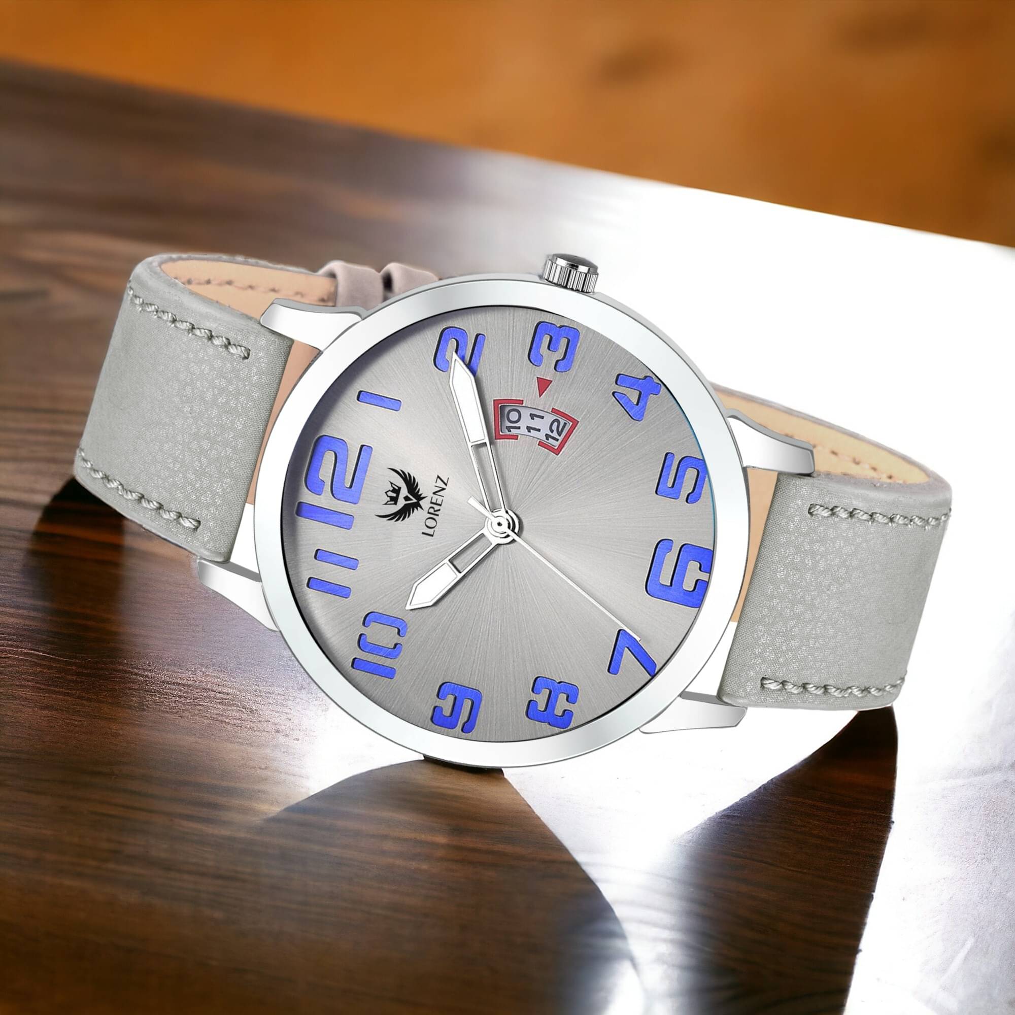     			Lorenz Light Grey PU Analog Men's Watch