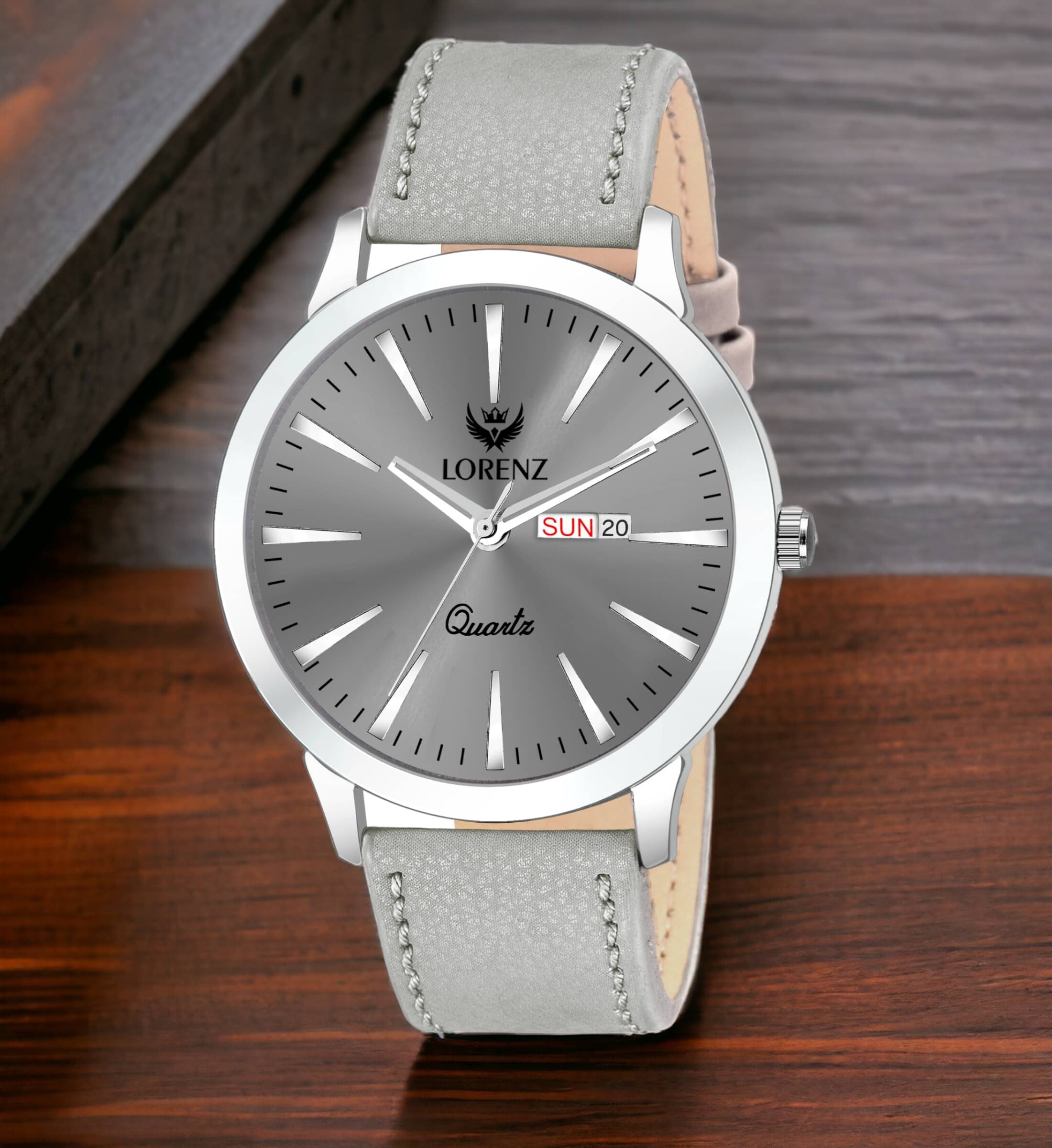     			Lorenz Light Grey PU Analog Men's Watch