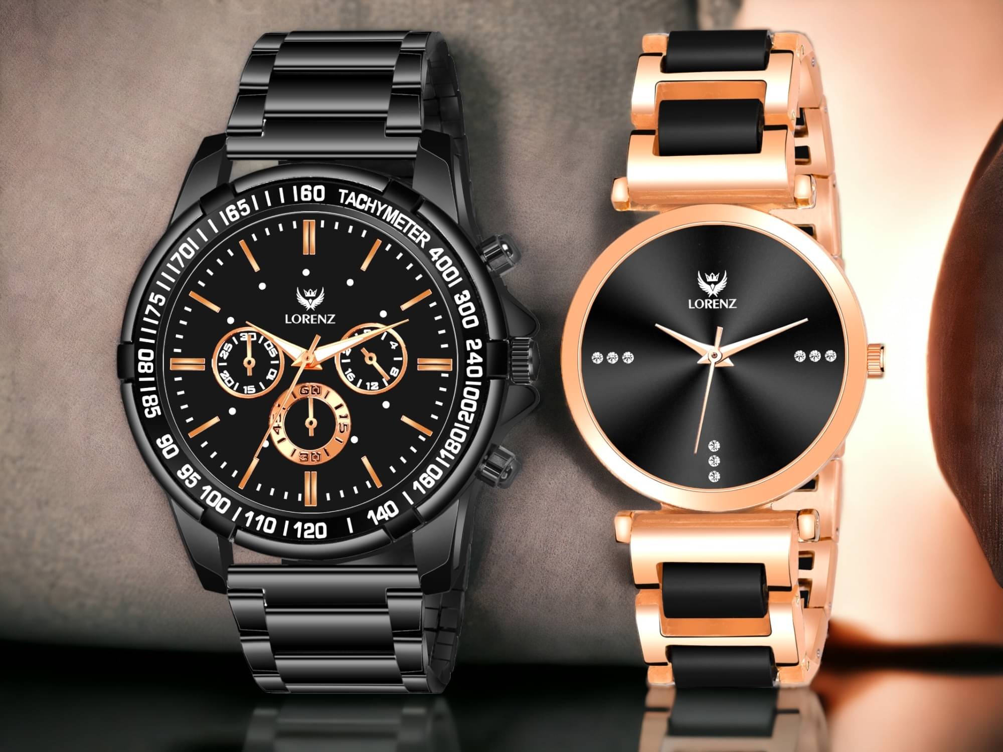     			Lorenz Rose Gold Stainless Steel Analog Couple's Watch