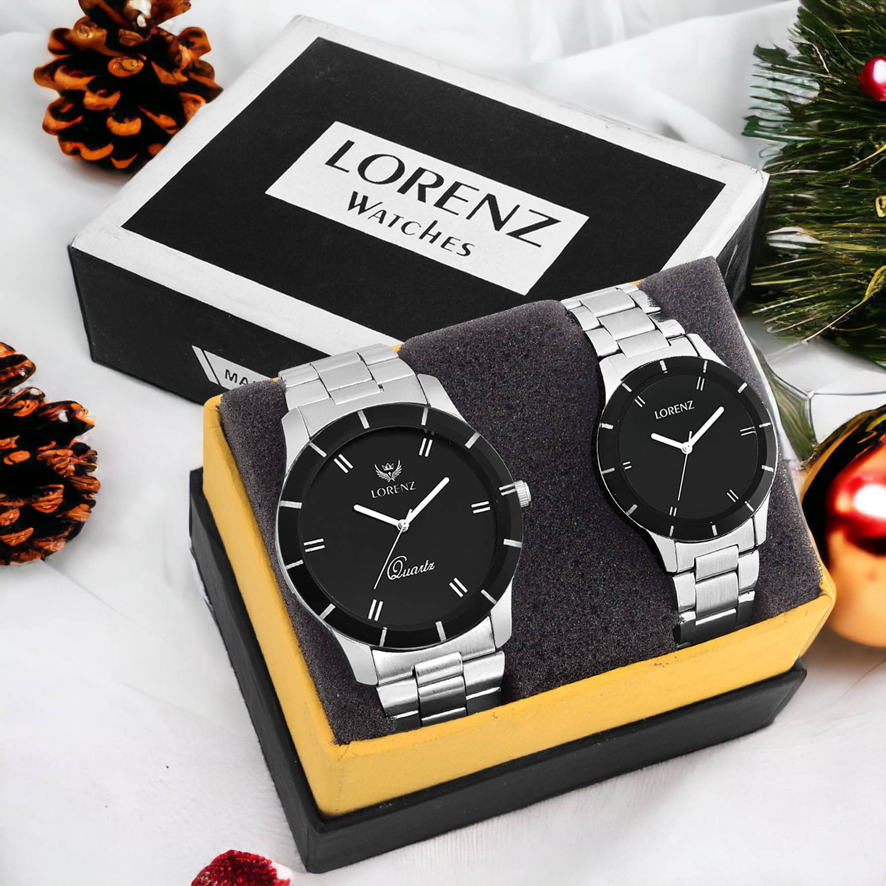 Lorenz Silver Metal Analog Couple's Watch