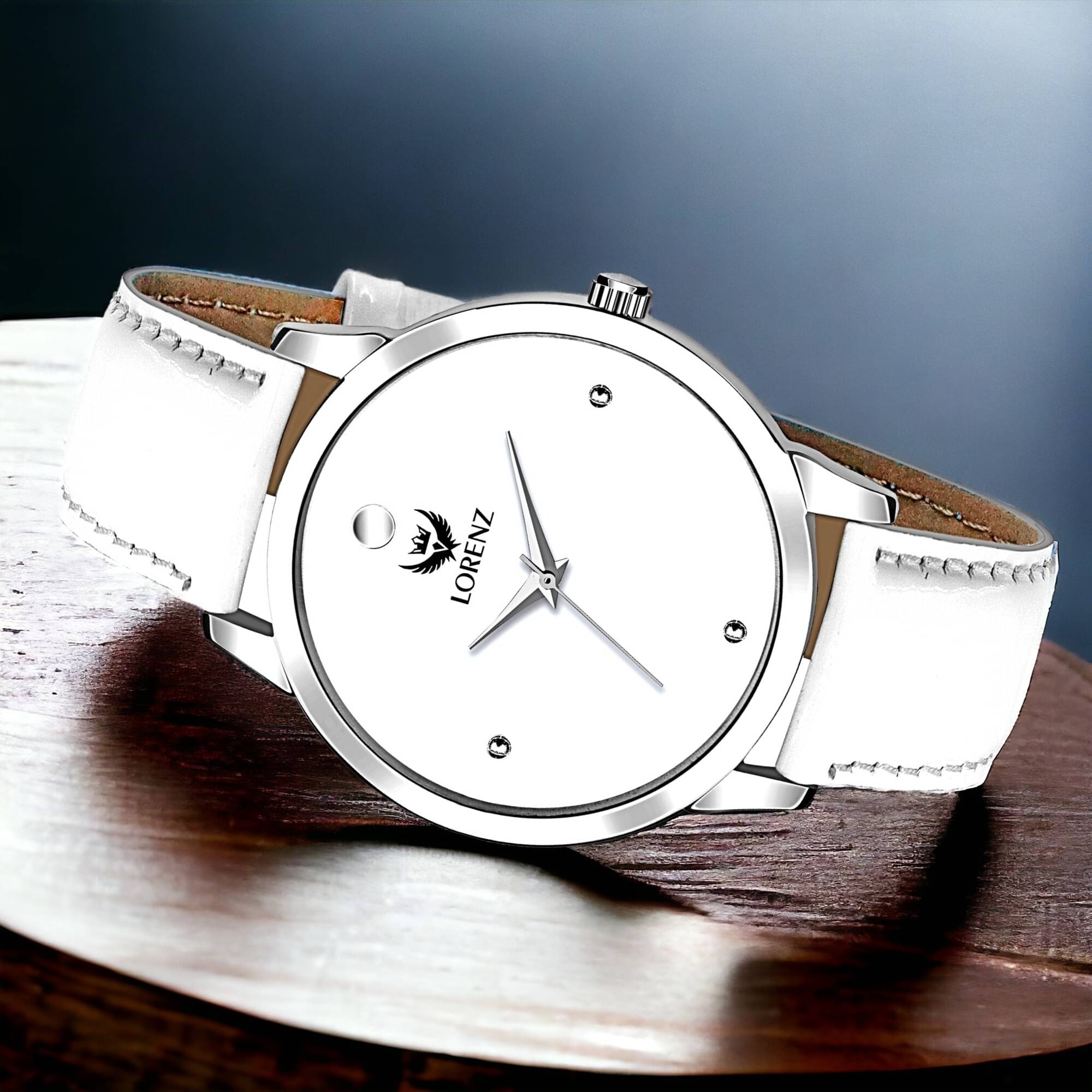     			Lorenz White PU Analog Men's Watch