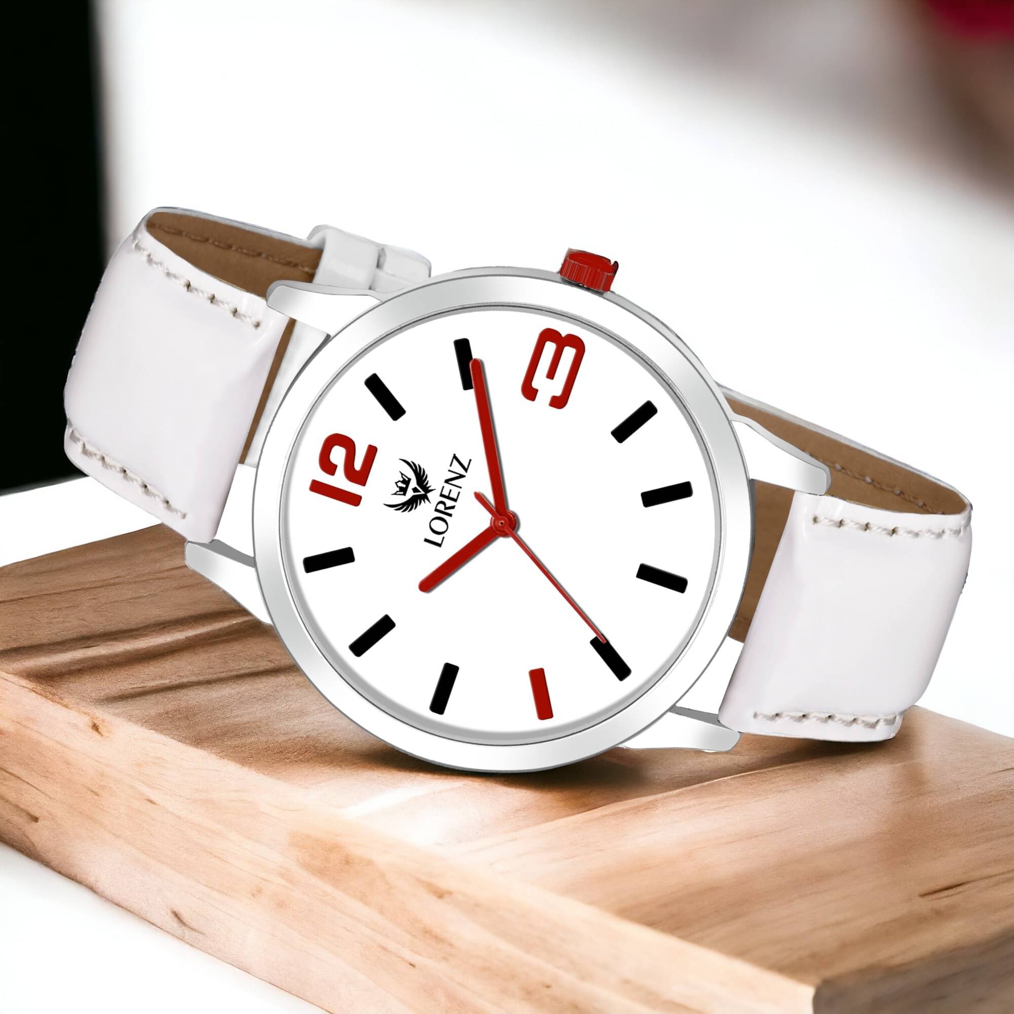     			Lorenz White PU Analog Men's Watch