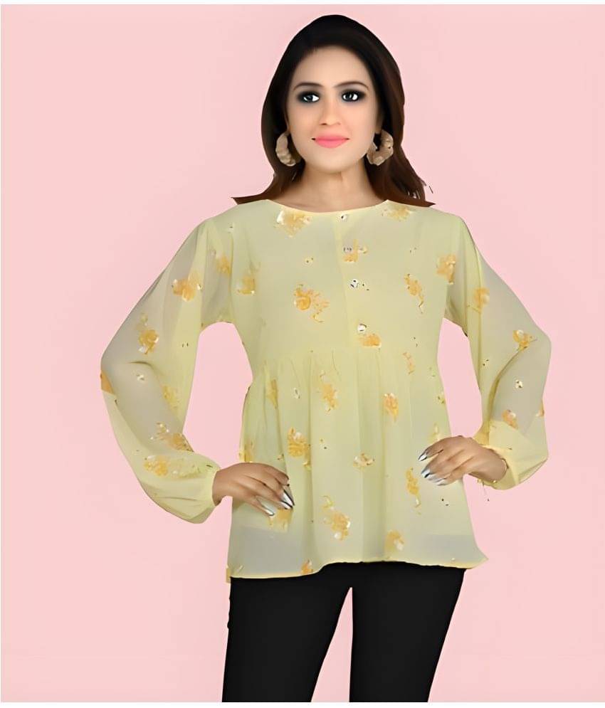     			MODERN HUTT Women's Georgette Peplum Top ( Yellow )