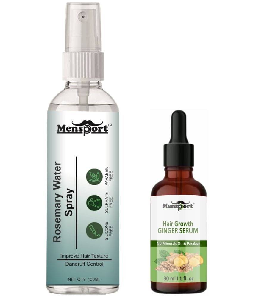 Mensport Rosemary Water | Hair Spray For Hair Regrowth 100ml & Hair Growth Ginger Serum 30ml - Set of 2 Items     			Mensport Rosemary Water | Hair Spray For Hair Regrowth 100ml & Hair Growth Ginger Serum 30ml - Set of 2 Items