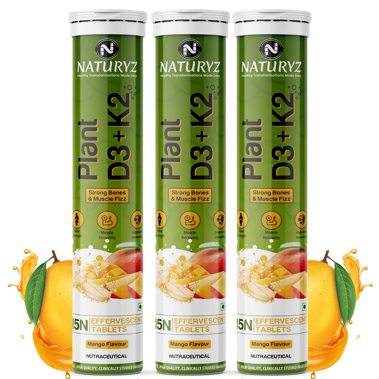     			NATURYZ 100% Plant Vitamin D3 K2, Supports Stronger Immunity, Bone & Heart Health - 45 Tablets