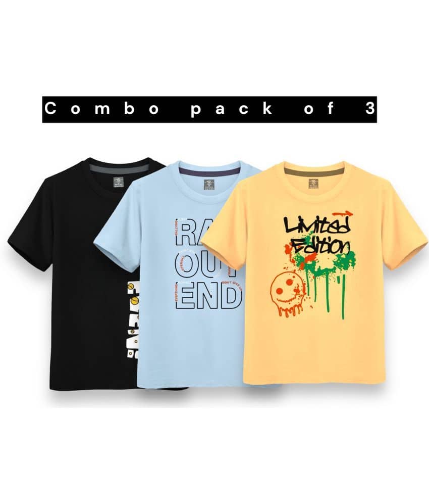NI FASHION Pack of 3 Boys Cotton Blend T-Shirt ( Multi Color )