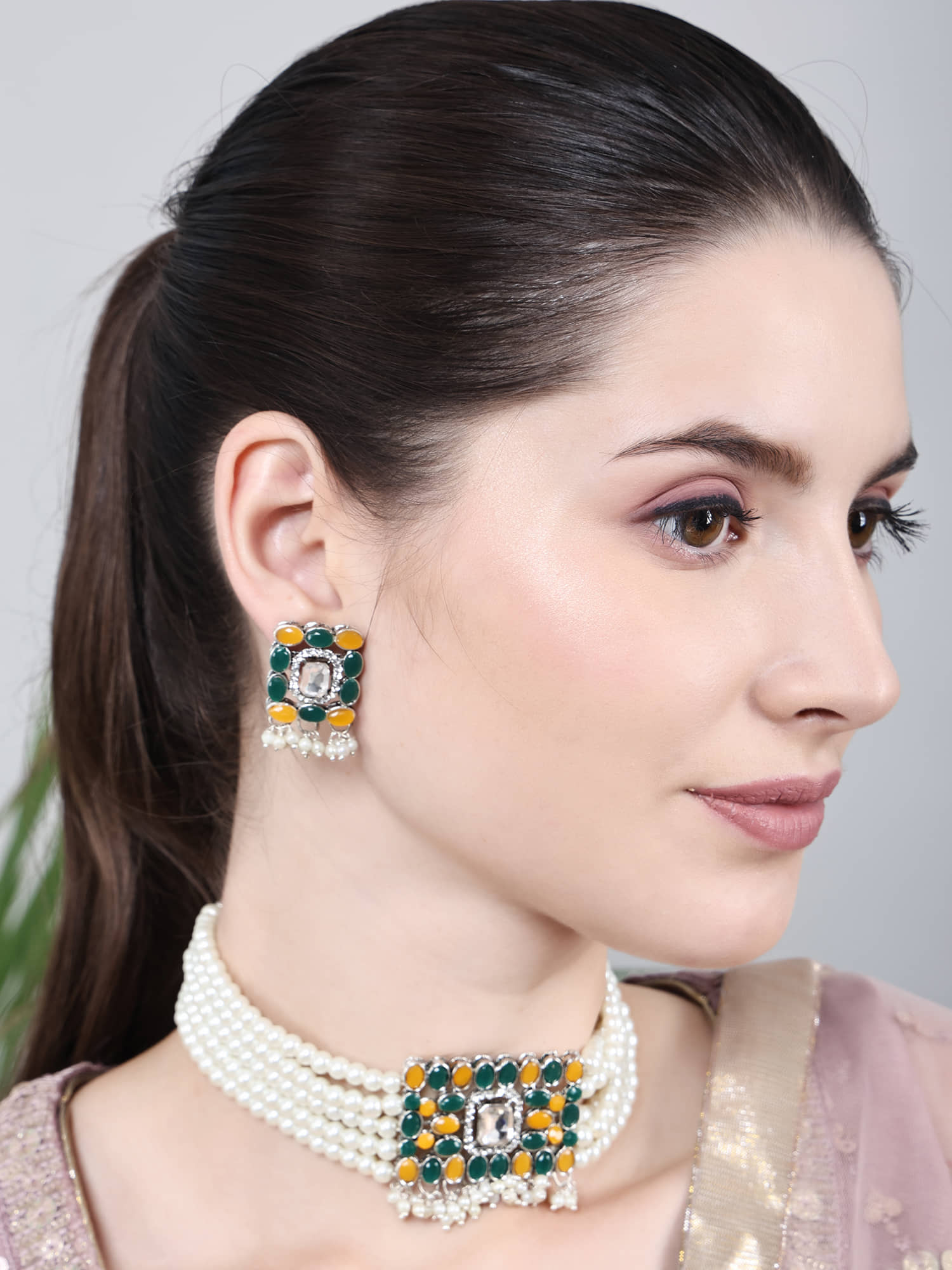 PUJVI Multi Color Alloy Necklace Set ( Pack of 1 )