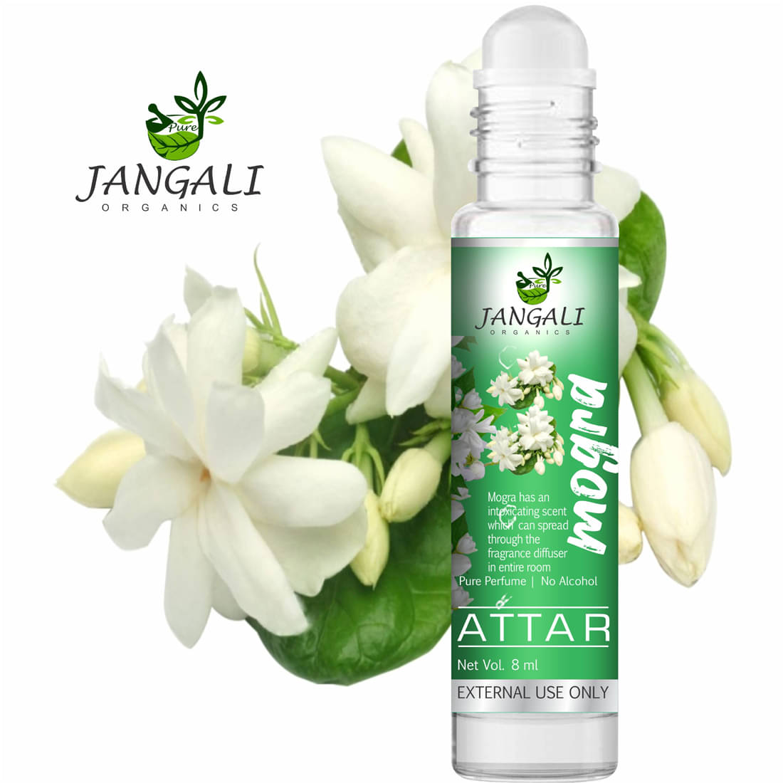     			PURE Jangali ORGANICS Mogra Premium Quality Attar Perfume for Unisex - PURE 10ML
