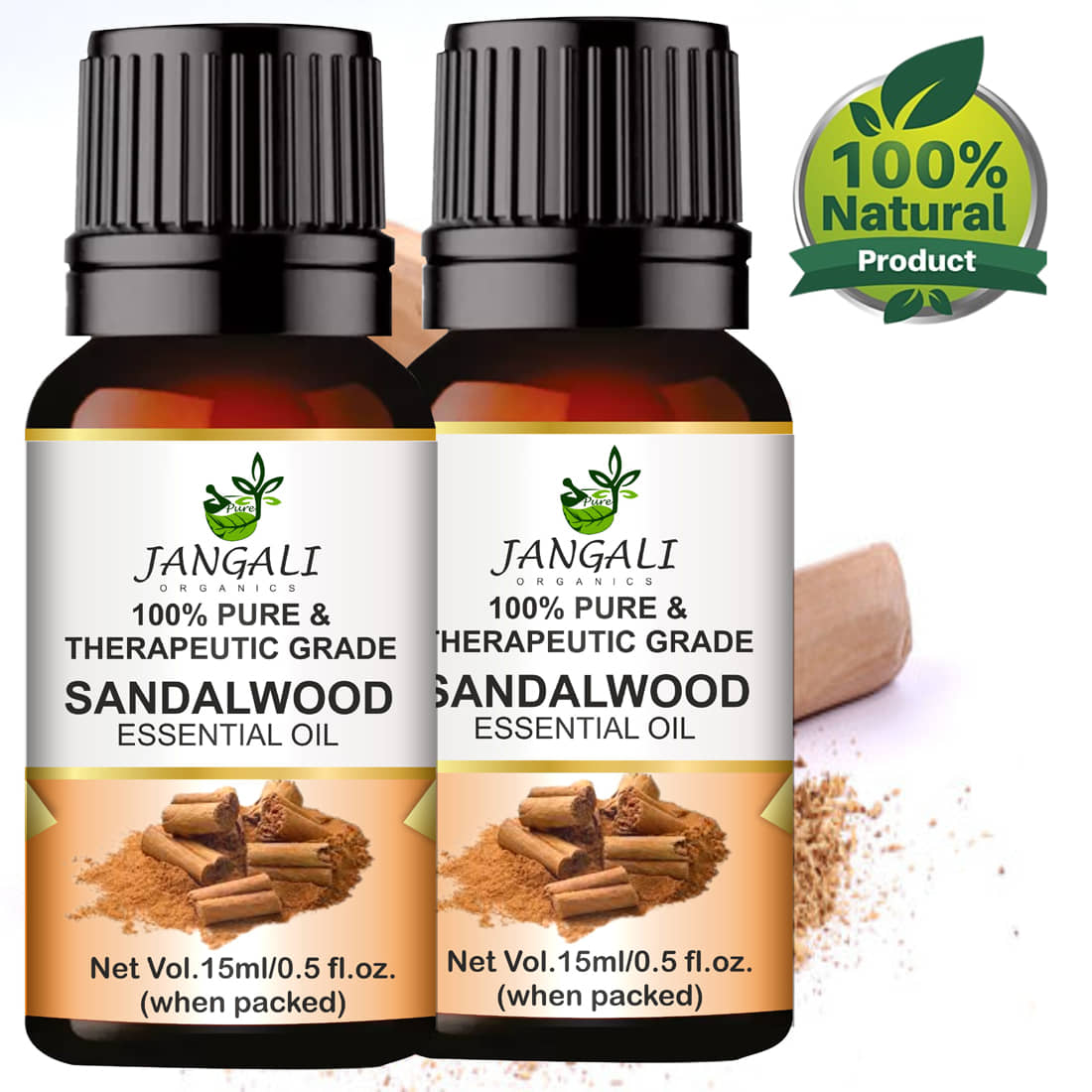 Pure Jangali Organics Sandalwood Essential Oil 15 mL ( Pack of 2 )