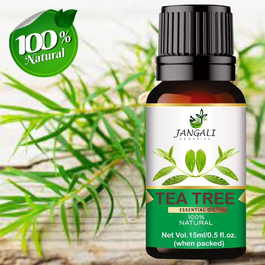 PURE Jangali ORGANICS Tea Tree Oil for Skin, Hair and Acne care 15ML PURE Jangali ORGANICS Tea Tree Oil for Skin, Hair and Acne care 15ML