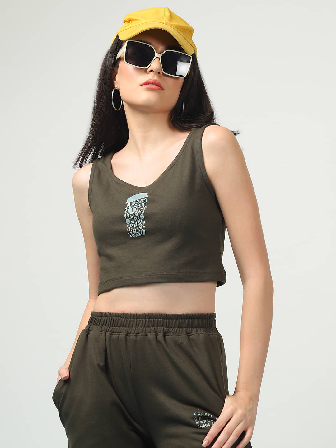     			Rigo Women Printed Top With Joggers Co-Ord Set ( Green )