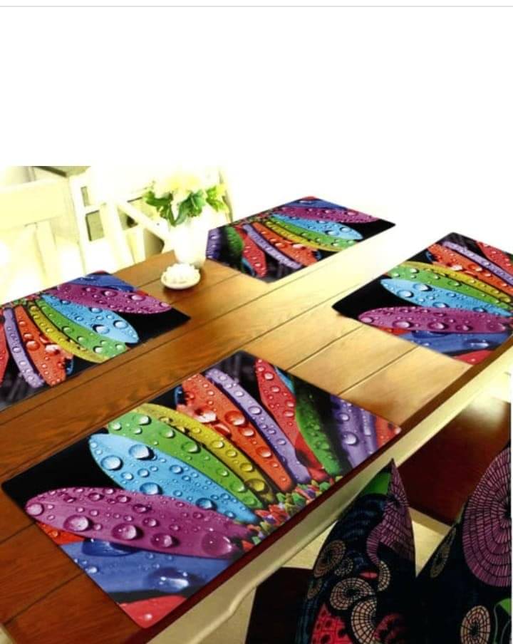 Sanraksshan PVC Abstract Rectangle Table Mats ( 40 cm x 32 cm ) Pack of 4 - Multi Sanraksshan PVC Abstract Rectangle Table Mats ( 40 cm x 32 cm ) Pack of 4 - Multi