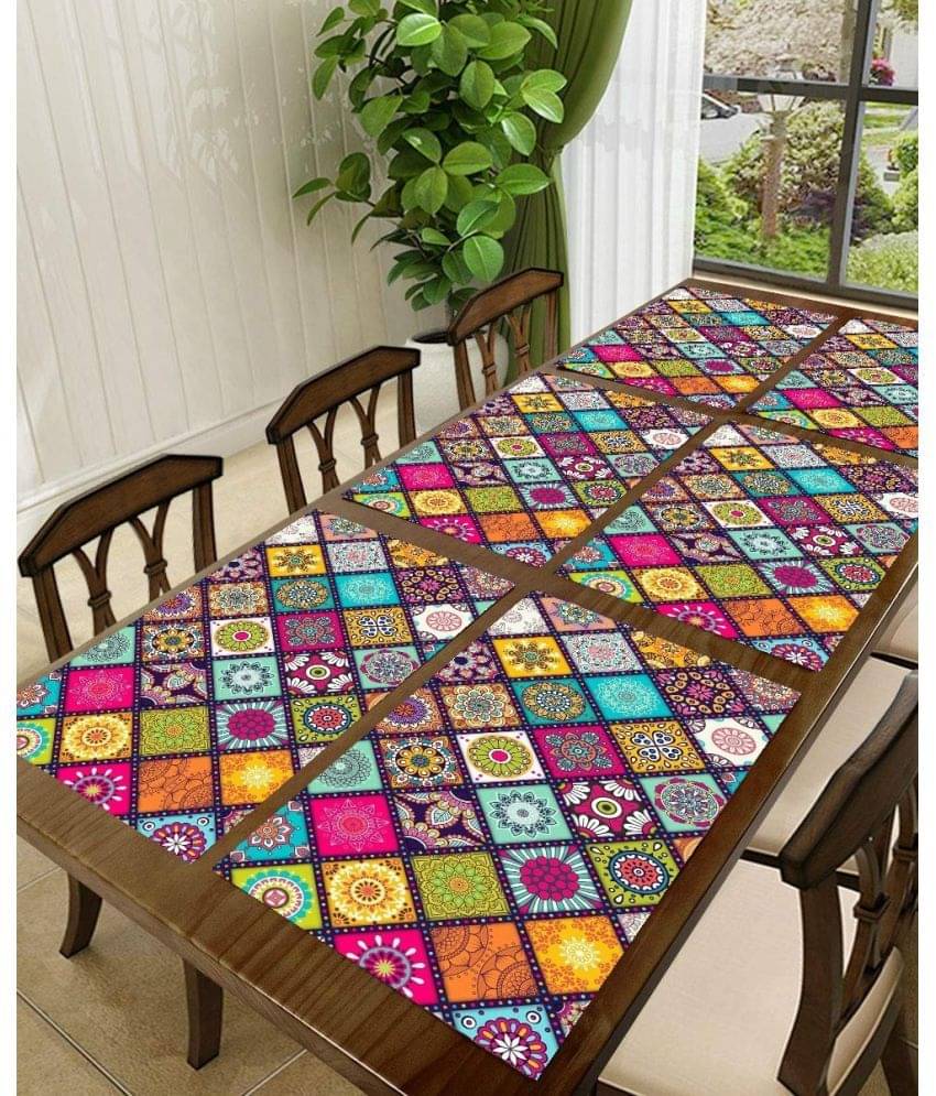 Sanraksshan PVC Abstract Rectangle Table Mats ( 40 cm x 32 cm ) Pack of 6 - Multi Sanraksshan PVC Abstract Rectangle Table Mats ( 40 cm x 32 cm ) Pack of 6 - Multi