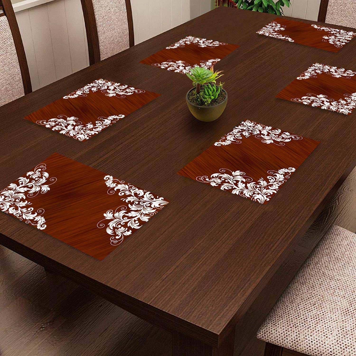     			Sanraksshan PVC Nature Rectangle Table Mats ( 40 cm x 32 cm ) Pack of 6 - Multi