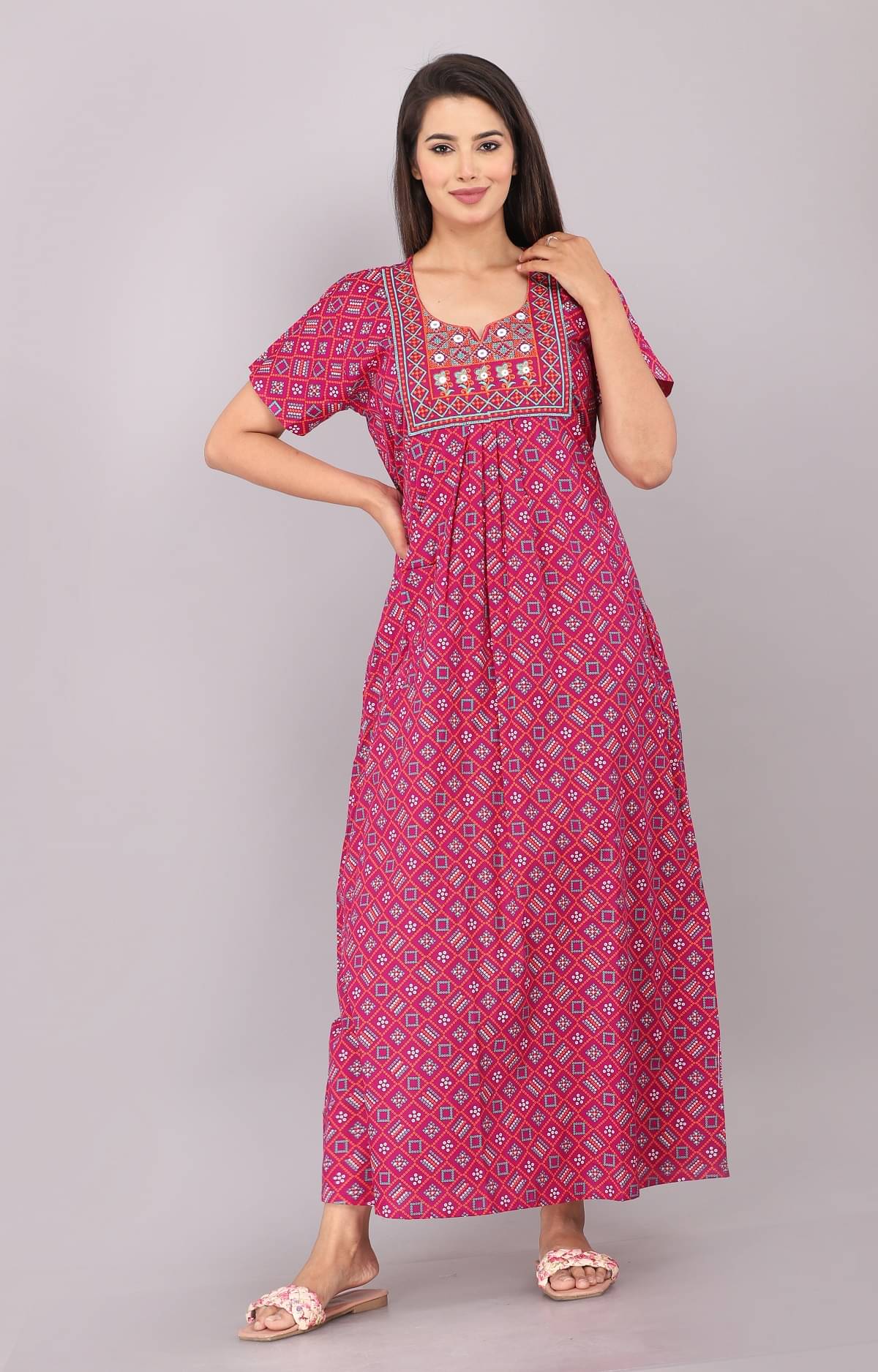     			Shri Krishna Fabric Cotton Printed A-line Women's Kurti - Purple ( Pack of 1 )