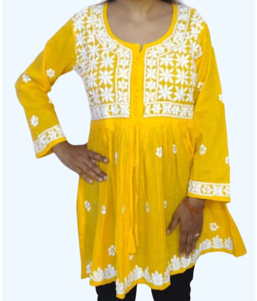     			Shubh paridhaan Women Cotton Solid Ethnic Dress ( Yellow )