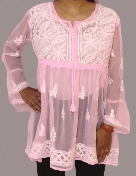     			Shubh paridhaan Women Georgette Solid Fit & Flare Dress ( Pink )