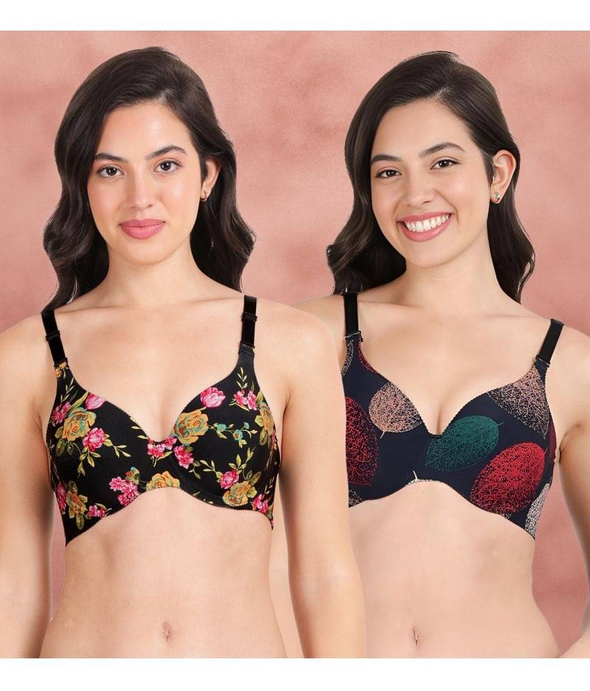 Shyaway Pack of 2 Nylon Lightly Padded Women's T-Shirt Bra ( Multicolor ) shya-c2b-1504 Shyaway Pack of 2 Nylon Lightly Padded Women's T-Shirt Bra ( Multicolor ) shya-c2b-1504