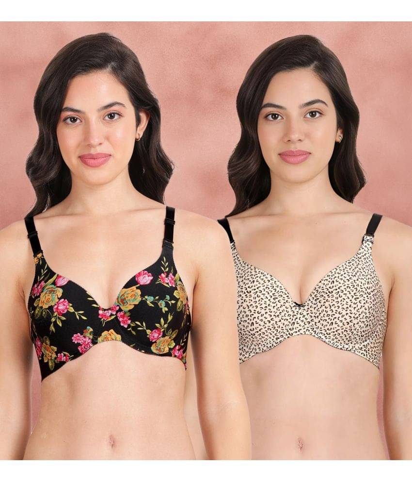     			Shyaway Pack of 2 Nylon Lightly Padded Women's T-Shirt Bra ( Multicolor ) shya-c2b-1506