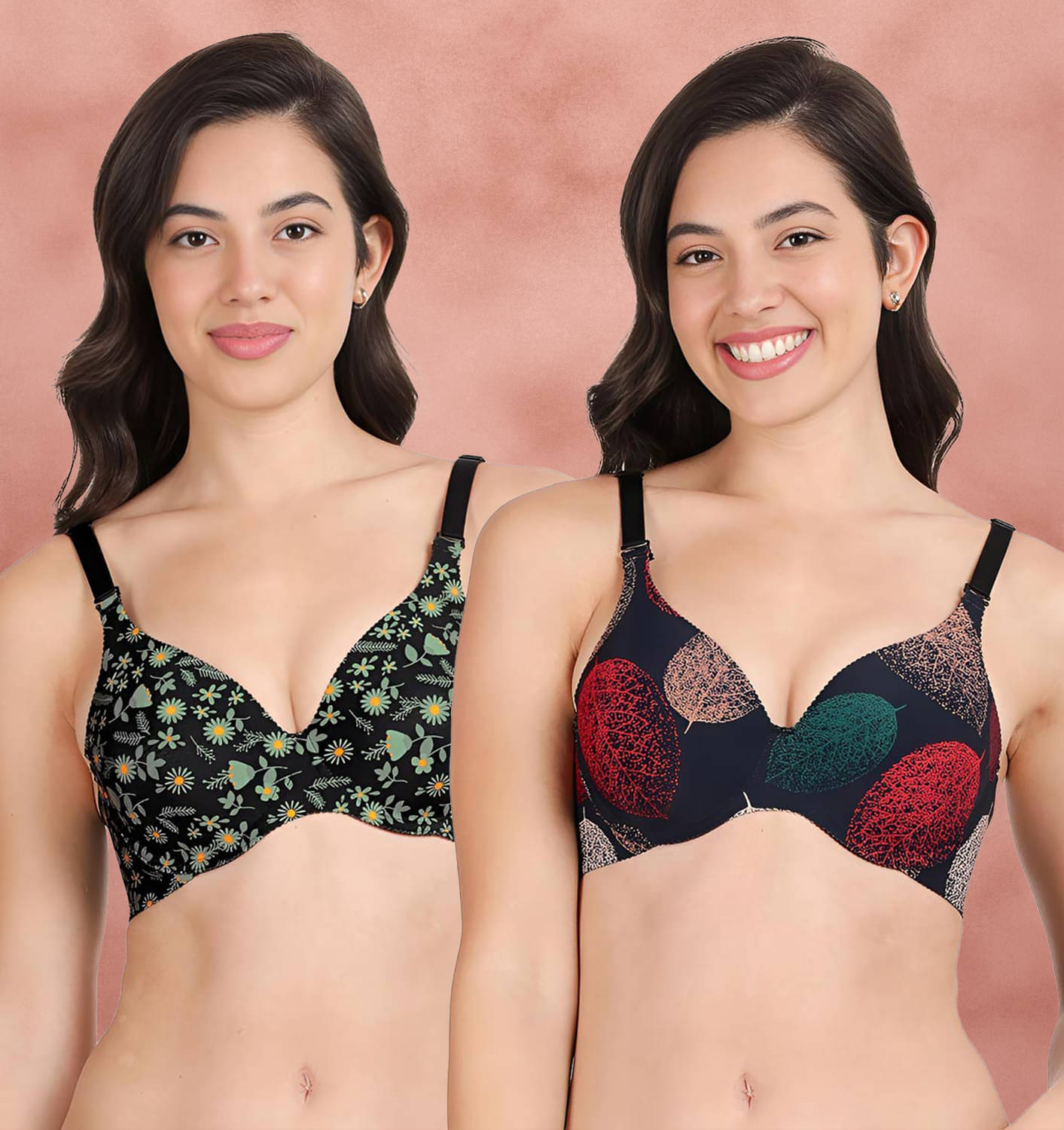 Shyaway Pack of 2 Nylon Lightly Padded Women's Push Up Bra ( Multicolor ) shya-c2b-1527 Shyaway Pack of 2 Nylon Lightly Padded Women's Push Up Bra ( Multicolor ) shya-c2b-1527
