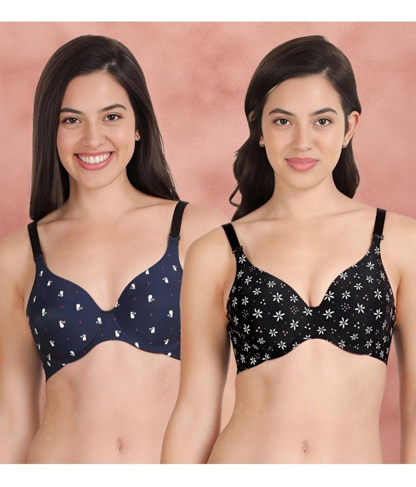 Shyaway Pack of 2 Nylon Lightly Padded Women's T-Shirt Bra ( Multicolor ) shya-c2b-1586 Shyaway Pack of 2 Nylon Lightly Padded Women's T-Shirt Bra ( Multicolor ) shya-c2b-1586