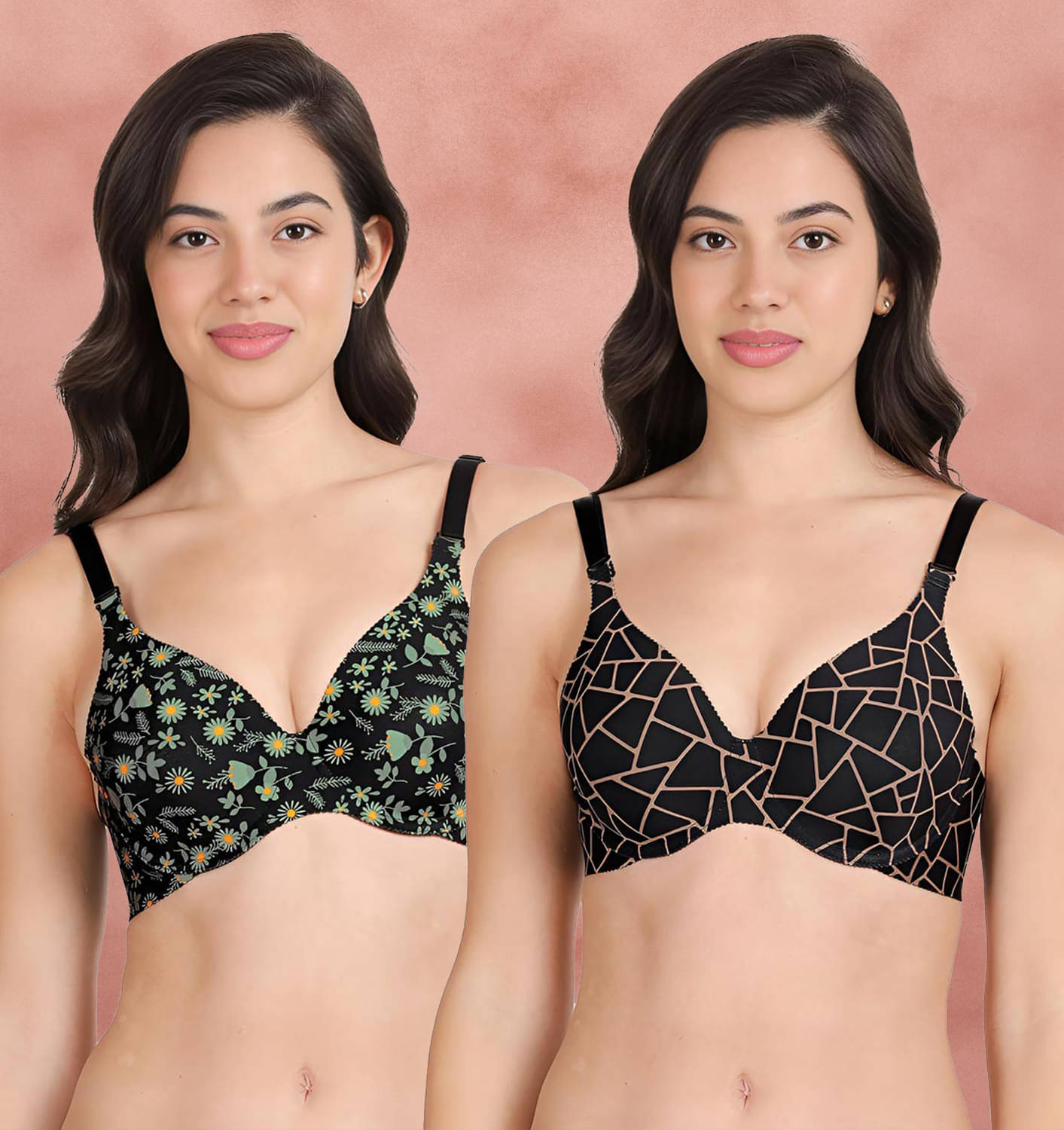     			Shyaway Pack of 2 Nylon Lightly Padded Women's Push Up Bra ( Multicolor ) shya-c2b-1530