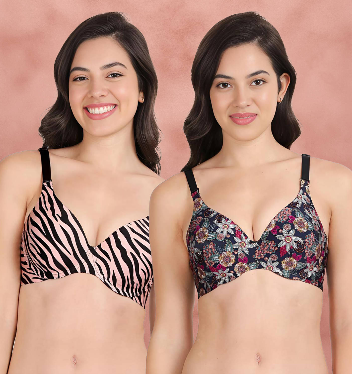 Shyaway Pack of 2 Nylon Lightly Padded Women's T-Shirt Bra ( Multicolor ) shya-c2b-1538 Shyaway Pack of 2 Nylon Lightly Padded Women's T-Shirt Bra ( Multicolor ) shya-c2b-1538