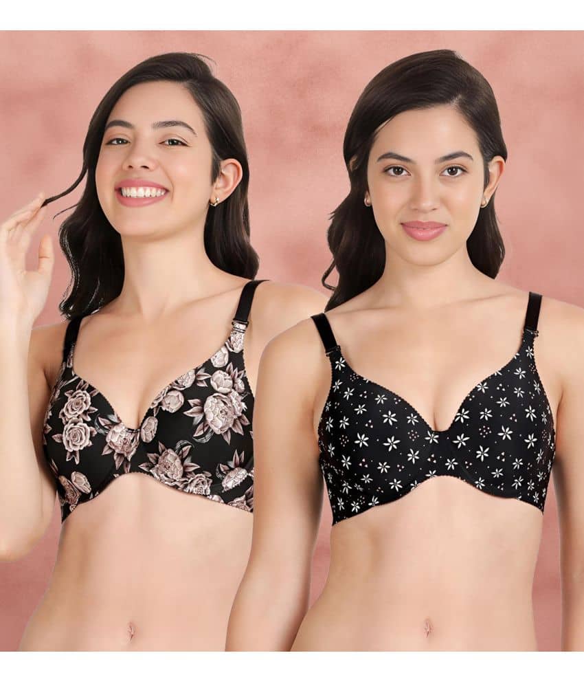 Shyaway Pack of 2 Nylon Lightly Padded Women's T-Shirt Bra ( Multicolor ) shya-c2b-1561