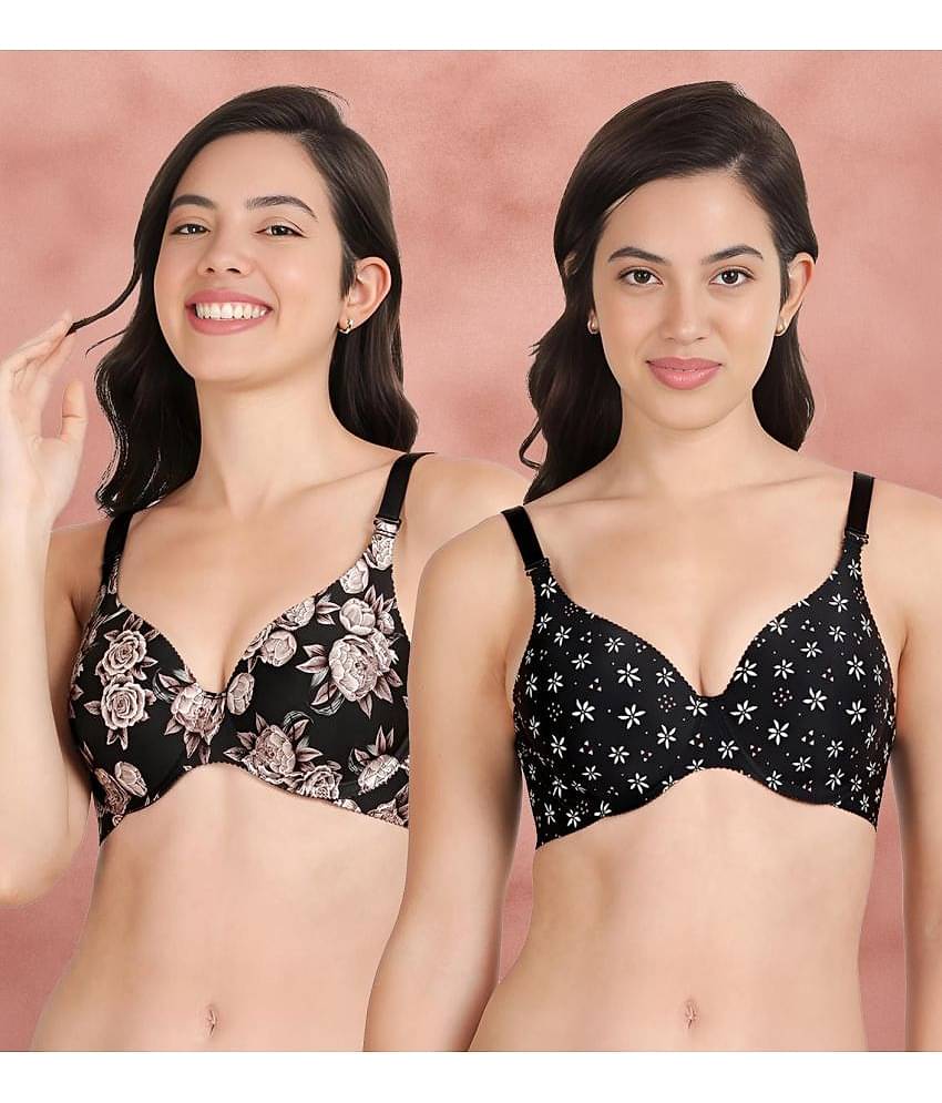 Shyaway Pack of 2 Nylon Lightly Padded Women's T-Shirt Bra ( Multicolor ) shya-c2b-1561