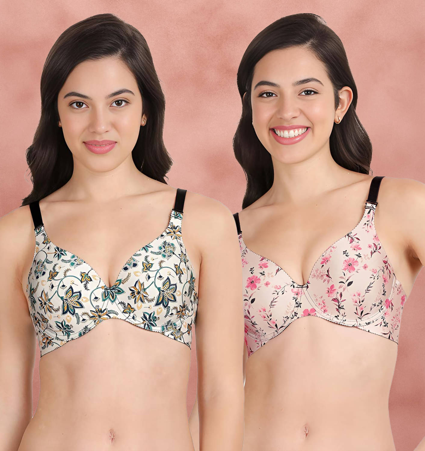 Shyaway Pack of 2 Nylon Lightly Padded Women's Push Up Bra ( Multicolor ) shya-c2b-1514     			Shyaway Pack of 2 Nylon Lightly Padded Women's Push Up Bra ( Multicolor ) shya-c2b-1514