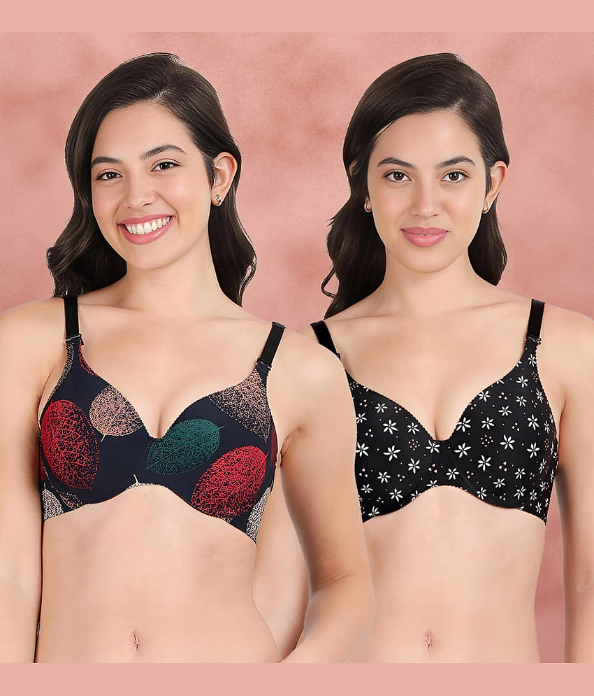 Shyaway Pack of 2 Nylon Lightly Padded Women's T-Shirt Bra ( Multicolor ) shya-c2b-1568