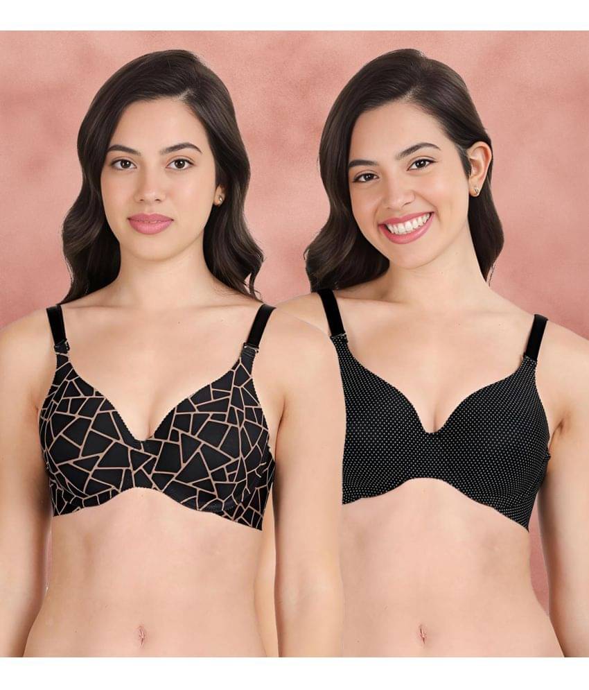 Shyaway Pack of 2 Nylon Lightly Padded Women's T-Shirt Bra ( Multicolor ) shya-c2b-1581 Shyaway Pack of 2 Nylon Lightly Padded Women's T-Shirt Bra ( Multicolor ) shya-c2b-1581