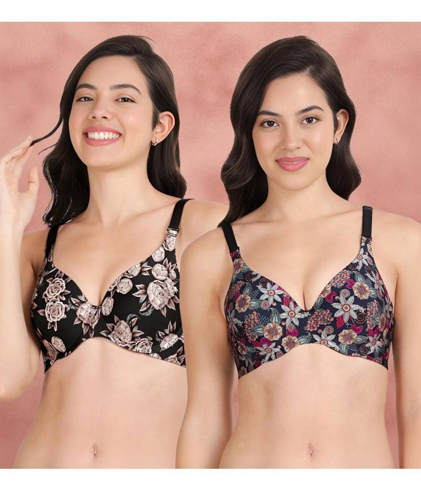 Shyaway Pack of 2 Nylon Lightly Padded Women's Push Up Bra ( Multicolor ) shya-c2b-1555 Shyaway Pack of 2 Nylon Lightly Padded Women's Push Up Bra ( Multicolor ) shya-c2b-1555