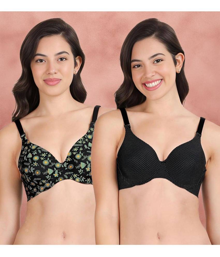 Shyaway Pack of 2 Nylon Lightly Padded Women's T-Shirt Bra ( Multicolor ) shya-c2b-1532 Shyaway Pack of 2 Nylon Lightly Padded Women's T-Shirt Bra ( Multicolor ) shya-c2b-1532