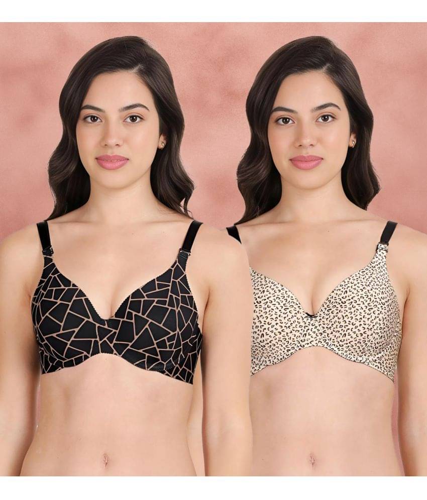 Shyaway Pack of 2 Nylon Lightly Padded Women's T-Shirt Bra ( Multicolor ) shya-c2b-1575     			Shyaway Pack of 2 Nylon Lightly Padded Women's T-Shirt Bra ( Multicolor ) shya-c2b-1575