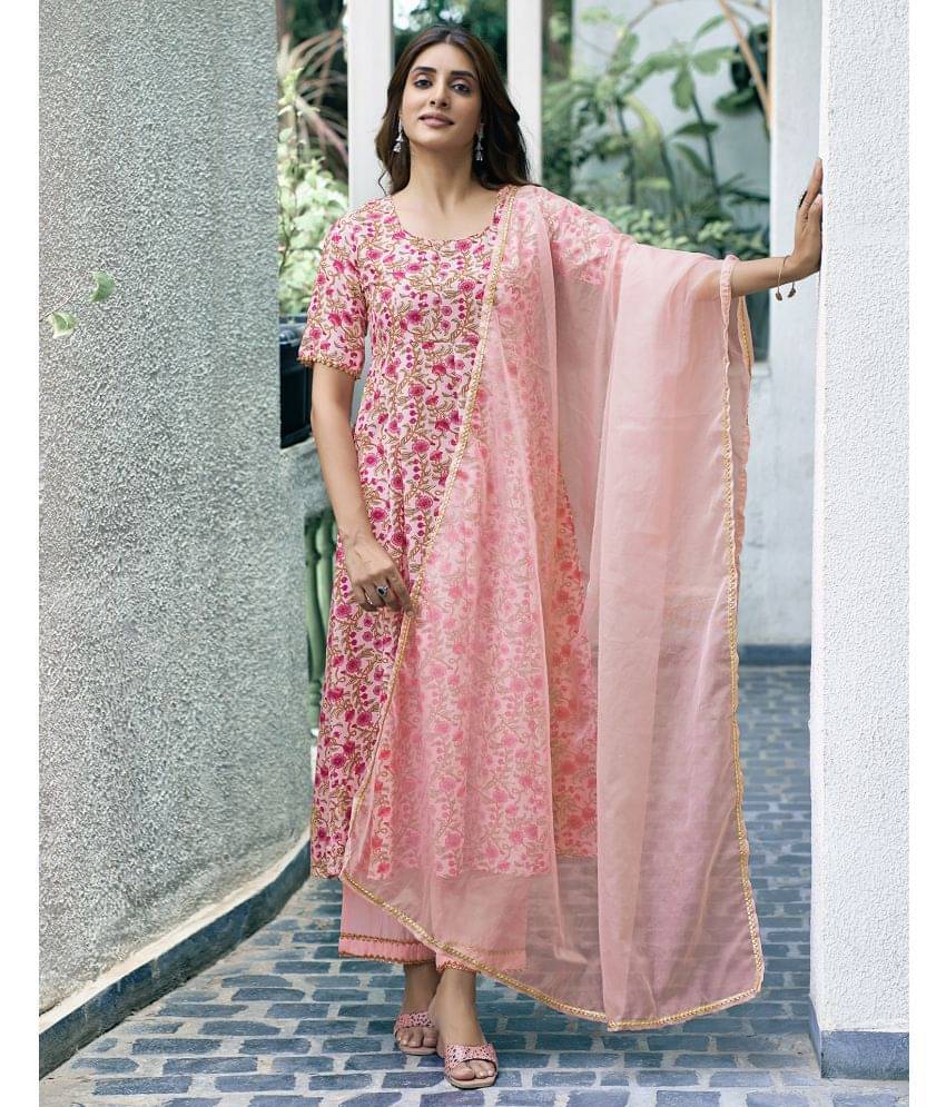 Skylee Rayon Printed Kurti With Pants Women's Stitched Salwar Suit - Pink ( Pack of 1 ) Skylee Rayon Printed Kurti With Pants Women's Stitched Salwar Suit - Pink ( Pack of 1 )