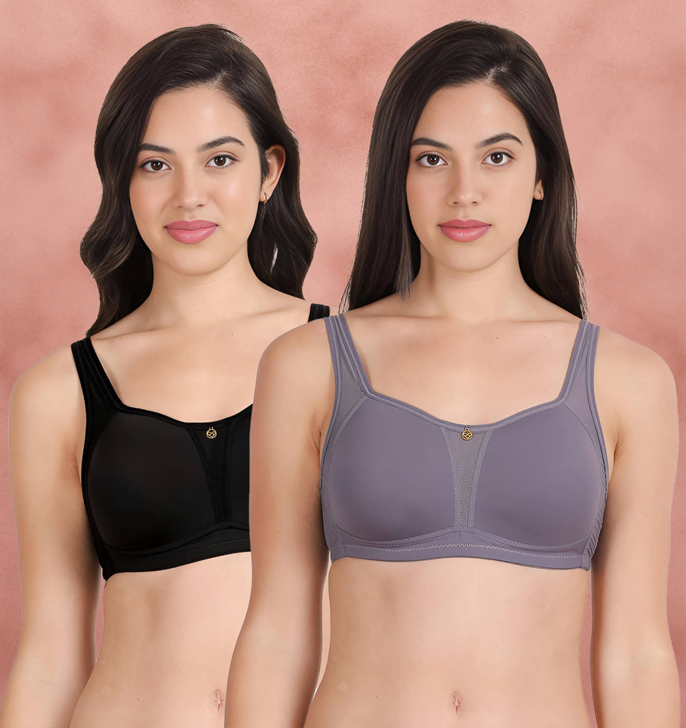     			Taabu Pack of 2 Nylon Lightly Padded Women's Minimizer Bra ( Multicolor ) taab-c2b-1481