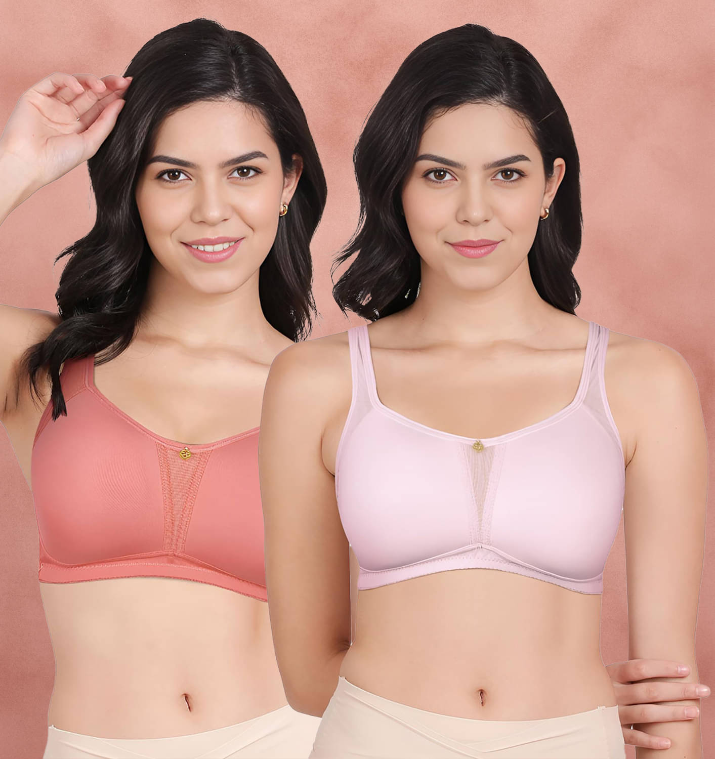 Taabu Multicolor Nylon Lightly Padded Women's Minimizer Bra ( Pack of 2 )     			Taabu Multicolor Nylon Lightly Padded Women's Minimizer Bra ( Pack of 2 )