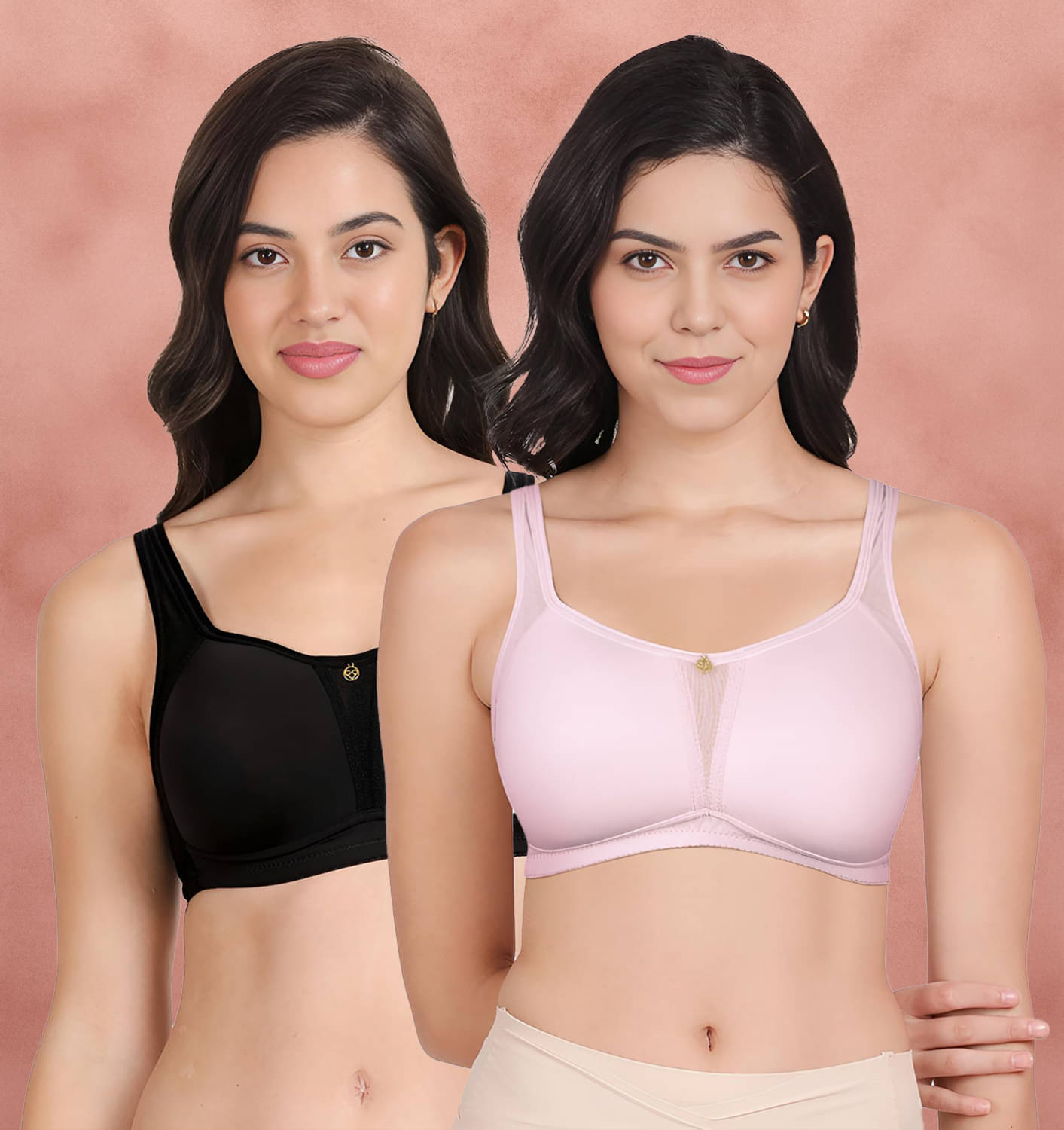 Taabu Pack of 2 Nylon Lightly Padded Women's Minimizer Bra ( Multicolor ) taab-c2b-1479 Taabu Pack of 2 Nylon Lightly Padded Women's Minimizer Bra ( Multicolor ) taab-c2b-1479